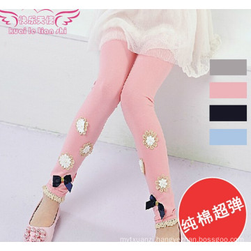 2015 Children Clothing Baby Girl Leggings Children Plain Color Flower Leggings